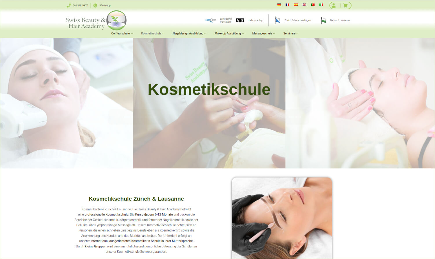 Kosmetikausbildung in Zürich oder Lausanne - Swiss Beauty and Hair Academy