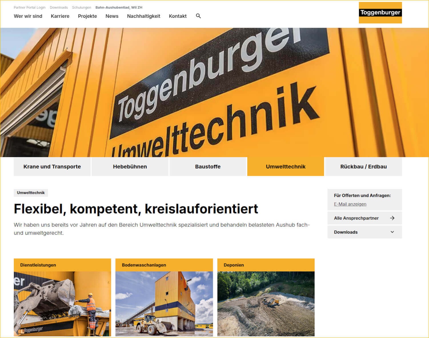 Toggenburger: Spezialisiert auf Umwelttechnik in der Schweiz
